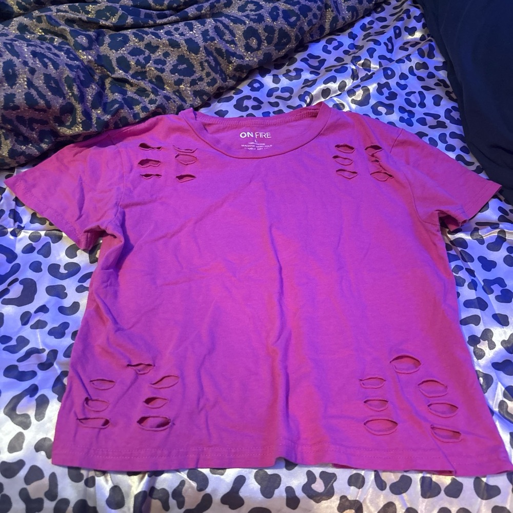 On Fire Pink Cut Out Short Sleeve Tee